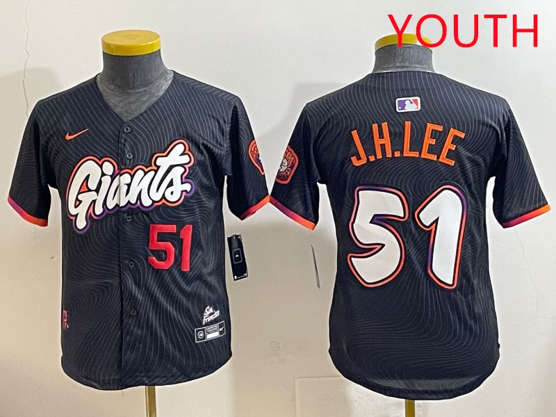 Youth San Francisco Giants 51 J.H.Lee Black Joint Name 2025 Nike MLB Jersey style 3